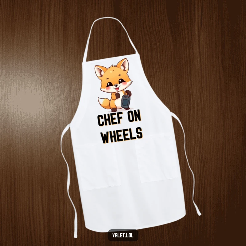 Funny Aprons: A cheerful fox cub humorously hands over car keys, bringing a smile to any kitchen.