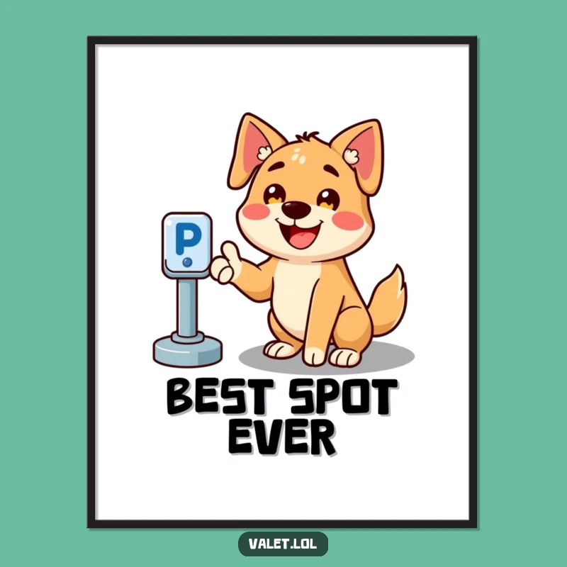Funny Parking Dog Digital Art: Printable Cheerful Canine Parking Spot Print, Unique Humorous Gift!