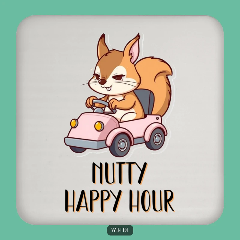 Funny Squirrel Driver Drink Coaster: Determined Rodent Vehicle Art, Novel Humorous Gift!