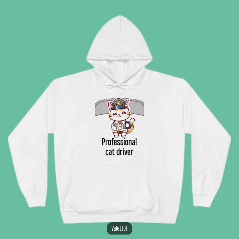 Funny Driving Cat Hoodie: Cozy Uniformed Feline with Car Key, Ideal Humorous Gift!