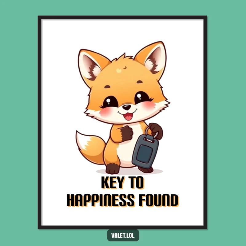 Funny Free Printable Wall Art: Fox Cub Car Keys - Whimsical Downloadable Decor