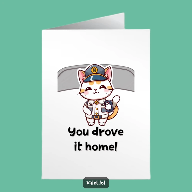Free Printable Congrats Card: Cat Driver Delivers Humorous Congratulations, Perfect Downloadable Gift