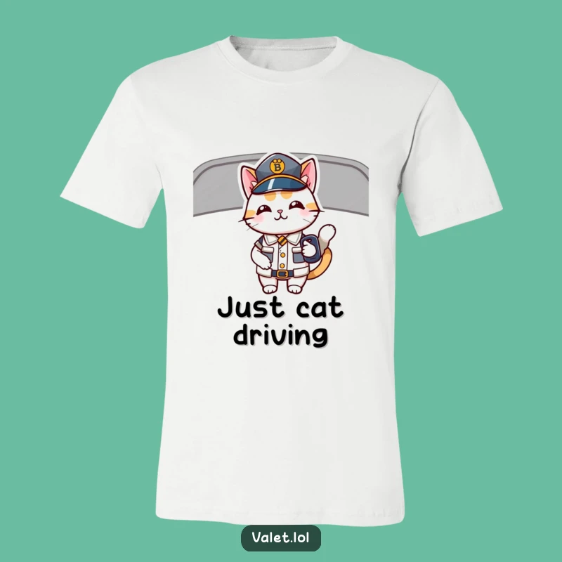 Funny Driving Cat T-Shirt: Uniformed Feline with Car Key, a Hilarious Gift for Cat Lovers!